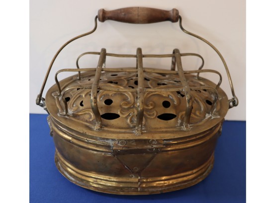 Lot 418- Great Rare Antique Victorian Carriage Brass Foot Warmer With Cherubs