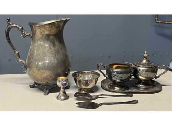 Assorted Silver Plated Tea Set Lot - 9 Pieces
