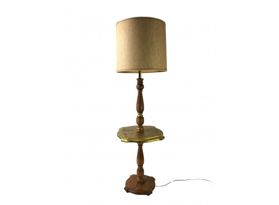 Mid-Century Gilded Side Table Floor Lamp (WORKS) - #FF