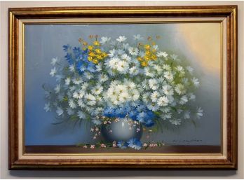 Robert Compton Floral Still Life Flowers In A Vase Oil Painting - Gilded Wood Frame