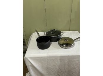 2 Pots And A Frying Pan-calphalon, Wolfgang Puck Cookware And Cuisinart