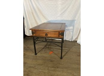 One Drawer Side Table With Metal Legs 28x23 By 22H