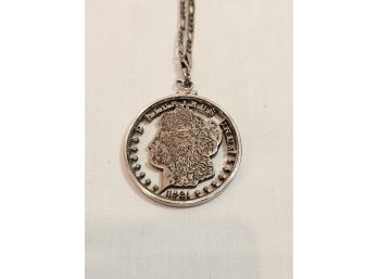 Cutout Morgan Dollar Necklace Sterling Chain