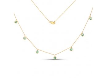 0.90 Carat Genuine Zambian Emerald 10K Yellow Gold Necklace