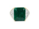 14K Yellow Gold Plated 8.73 Carat Emerald & White Topaz .925 Sterling Silver Ring