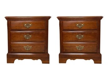 Pair Of Nightstands With Two Drawers, Bottom Drawer Is A Double 24.5 X 16 X 26