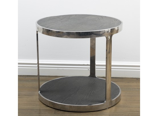 Chrome And Black Side Table With Undershelf  By Interlude Home