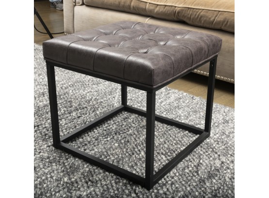 Metal And Button Tufted Upholstered  Ottoman