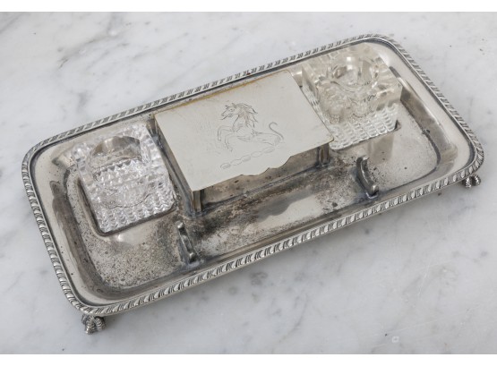 Antique Silver Plated Inkstand