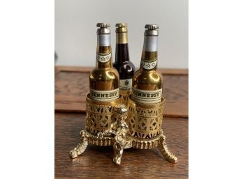 Antique Hennessey Cognac And Dewars Scotch Advertising, Metal Bottle Openers With Stand, Made In West Germany