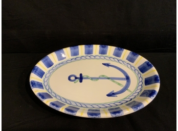 Blue & Yellow Oval Anchor Platter