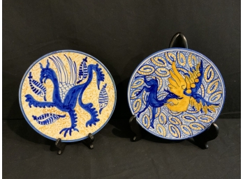 Pair Spanish Pottery Plates