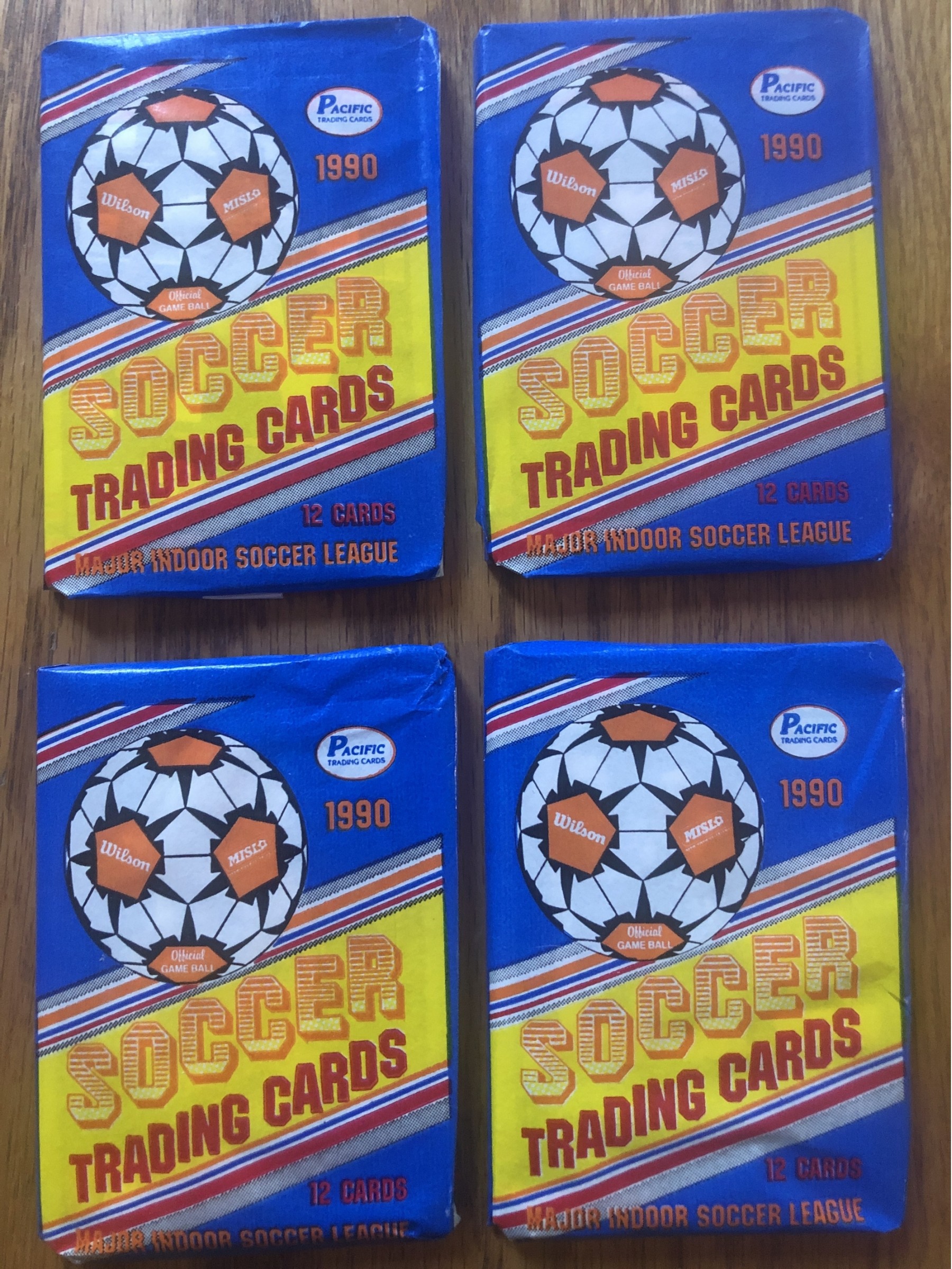 Lot Of (4) Pacific Major Indoor Soccer League Wax Packs